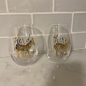 Lilly Pulitzer Gold Zebra Stemless Wine Glasses
